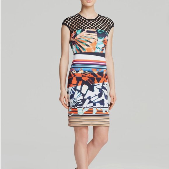NWT CLOVER CANYON Ink Strokes neoprene bodycon sleeveless dress Size XS - Picture 4 of 11